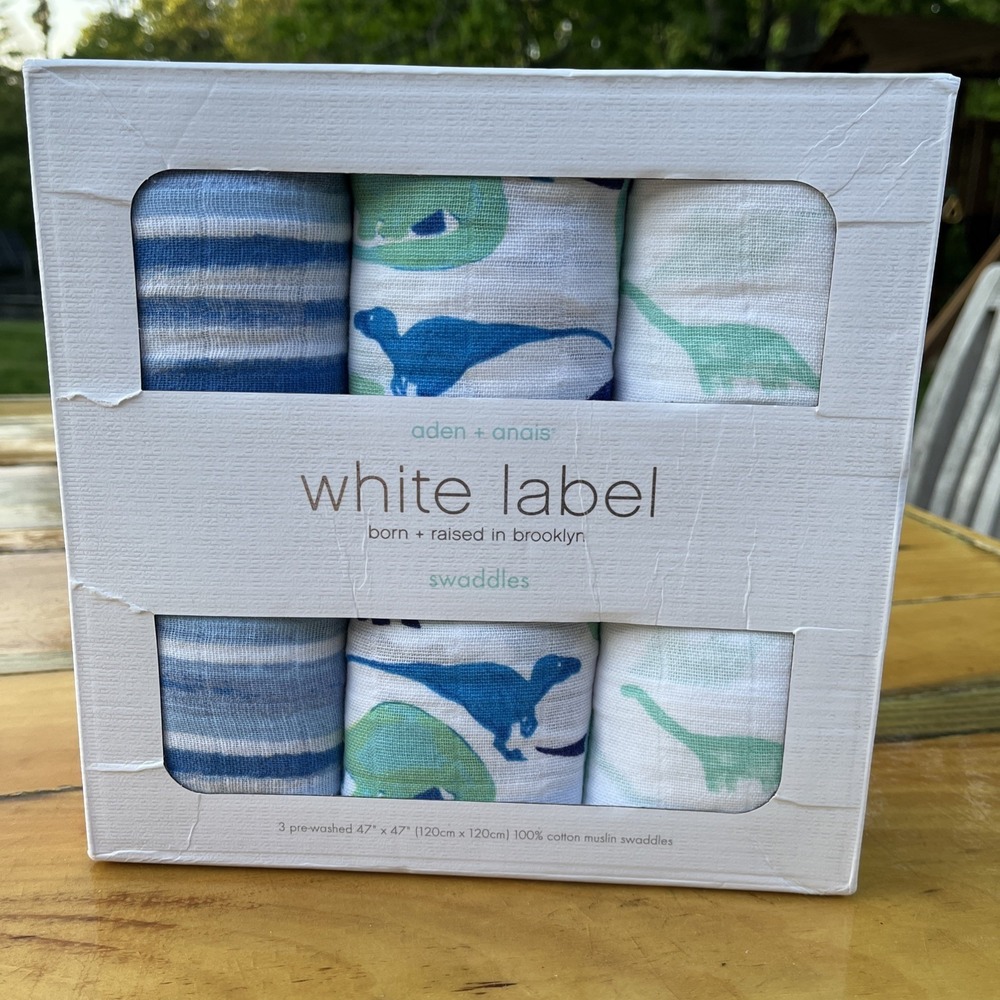 Aden & Anais White Label Jurassic Dinosaurs 3 Pack Baby Muslin Swaddle Blanket